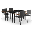 Afuera Living Contemporary Garden Dining Set in Powder-Coated Black