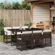Afuera Living 7 Piece Poly Rattan Garden Dining Set in Brown/Cream White