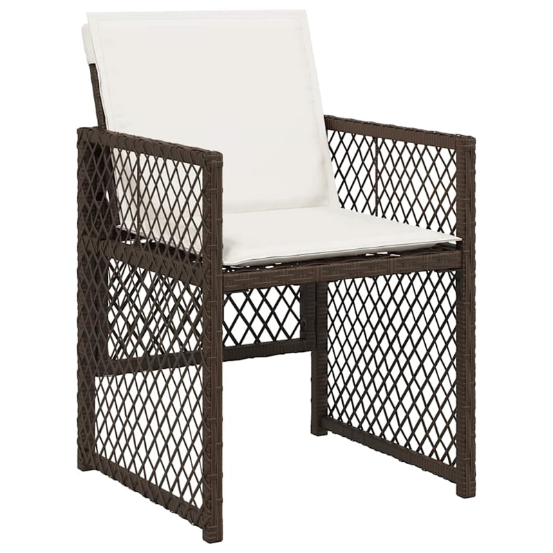 Afuera Living 7 Piece Poly Rattan Garden Dining Set in Brown/Cream White
