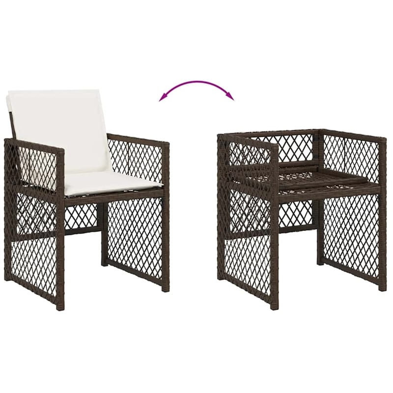 Afuera Living 7 Piece Poly Rattan Garden Dining Set in Brown/Cream White