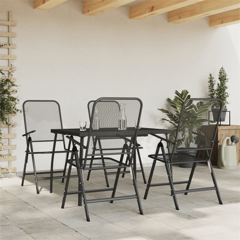 Afuera Living Contemporary Garden Dining Set in Anthracite/Gray