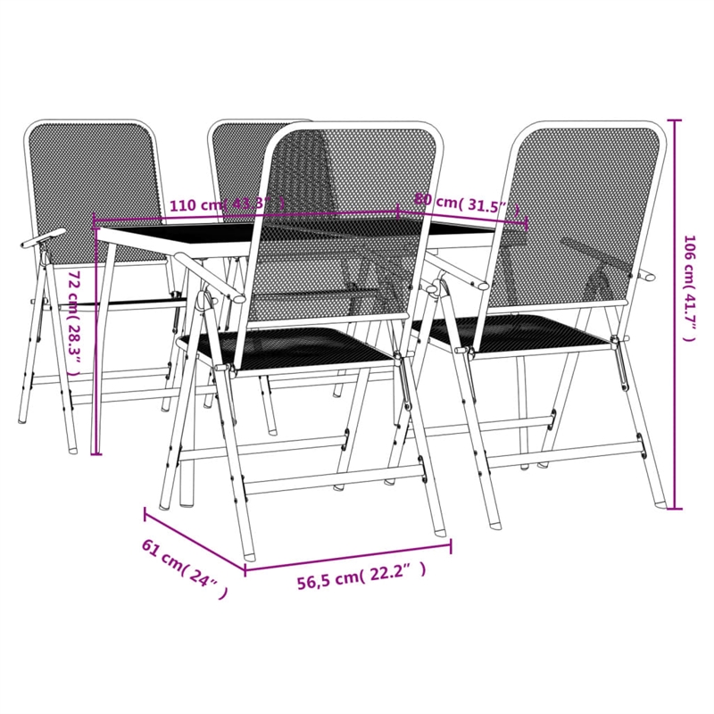 Afuera Living Contemporary Garden Dining Set in Anthracite/Gray