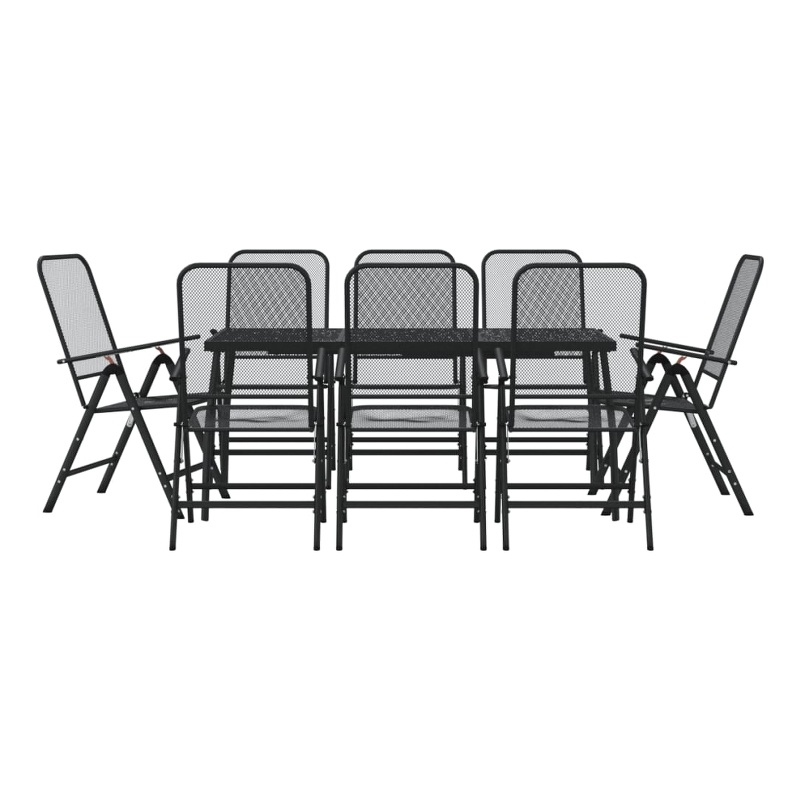 Afuera Living Contemporary 9 Piece Garden Dining Set in Anthracite