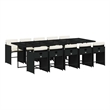 Afuera Living 11 Piece Poly Rattan Garden Dining Set in Black/Cream White