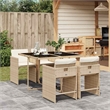 Afuera Living 5 Piece Poly Rattan Garden Dining Set in Black/Cream White