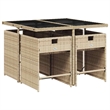 Afuera Living 5 Piece Poly Rattan Garden Dining Set in Black/Cream White