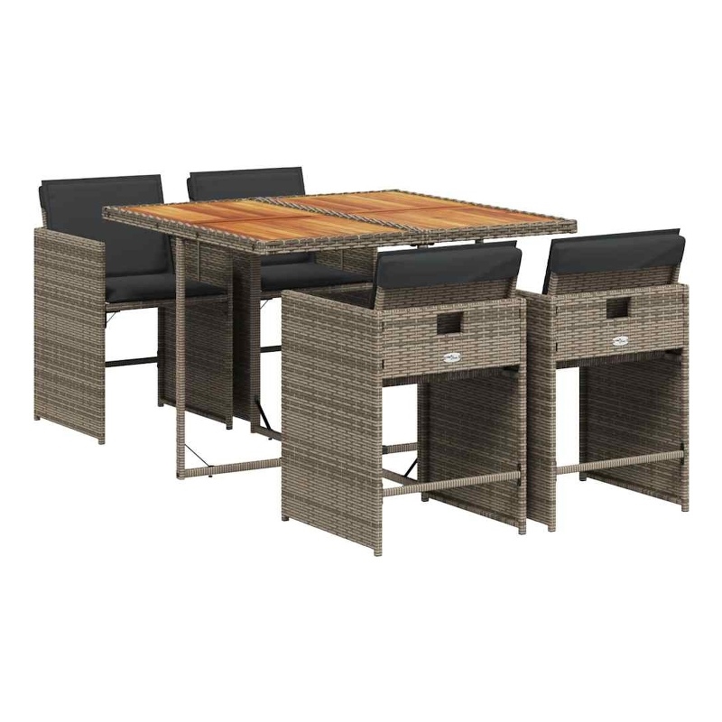 Afuera Living Contemporary 5 Piece Steel Garden Dining Set in Gray