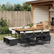 Afuera Living 11 Piece Poly Rattan Garden Dining Set in Black/Cream White