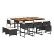 Afuera Living 11 Piece Poly Rattan Garden Dining Set in Black/Cream White