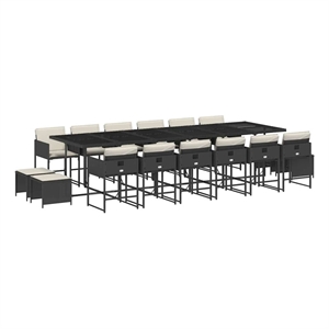 Afuera Living 17 Piece Rattan Garden Dining Set in Black/Cream White