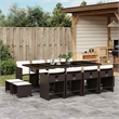 Afuera Living 13 Piece Poly Rattan Garden Dining Set in Brown/Cream White