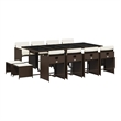 Afuera Living 13 Piece Poly Rattan Garden Dining Set in Brown/Cream White