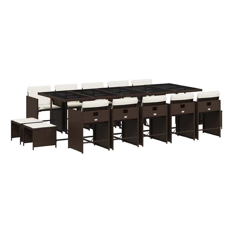 Afuera Living Contemporary Rattan Garden Dining Set in Black/Cream White