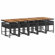 Afuera Living Contemporary Rattan Garden Dining Set in Black and Brown