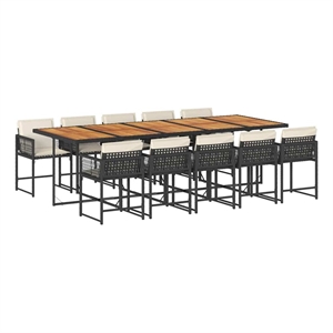 Afuera Living Contemporary Rattan Garden Dining Set in Black and Brown