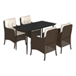 Afuera Living 5 Piece Poly Rattan Garden Dining Set in Brown/Cream White