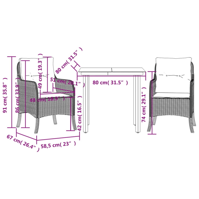 Afuera Living 5 Piece Poly Rattan Garden Dining Set in Black/Cream White