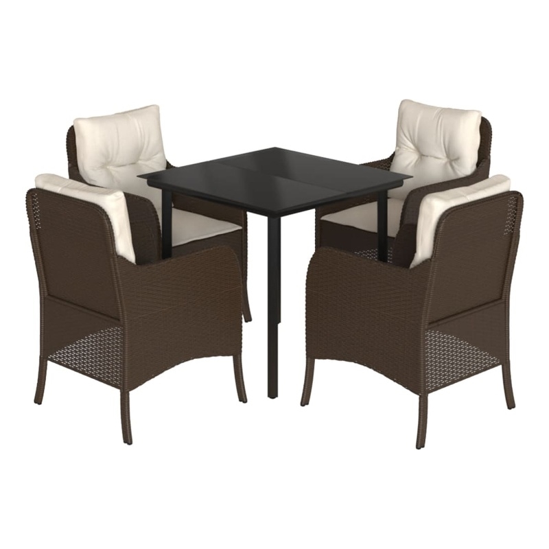 Afuera Living 5 Piece Poly Rattan Garden Dining Set in Black/Cream White