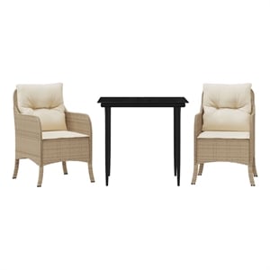 Afuera Living 3 Piece Steel Garden Dining Set in Beige/Cream