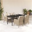 Afuera Living 5 Piece Poly Rattan Garden Dining Set in Black/Cream White
