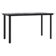 Afuera Living Rattan Garden Dining Set in Gray/Black/Navy Blue