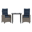 Afuera Living 3 Piece Poly Rattan Garden Dining Set in Gray/Black/Navy Blue