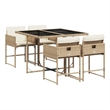 Afuera Living 5 Piece Poly Rattan Garden Dining Set in Black/Cream White