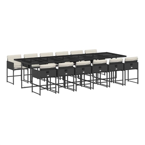 Afuera Living Contemporary Poly Rattan Garden Dining Set in Black