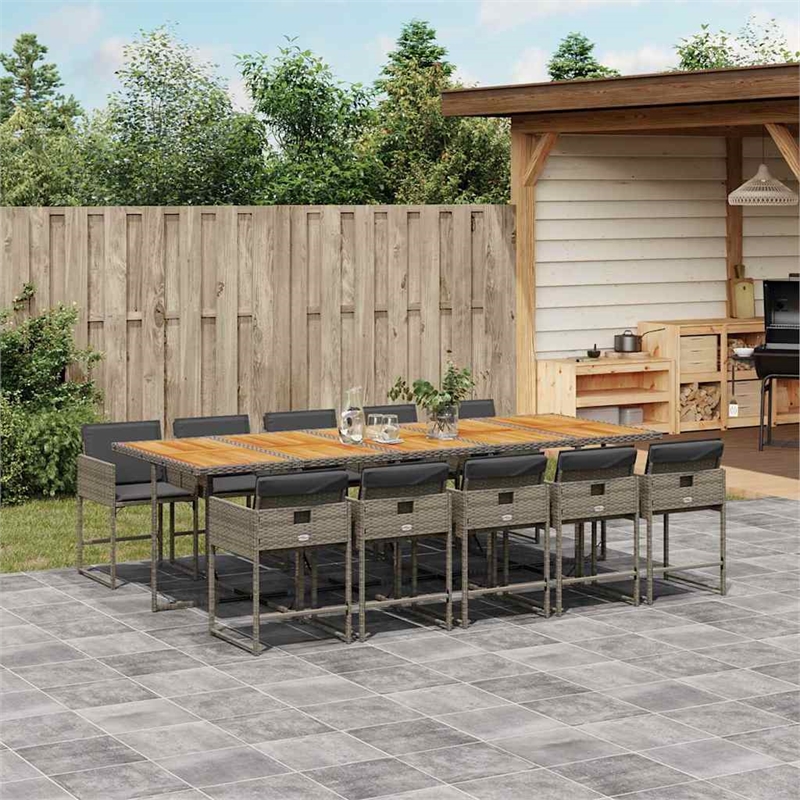 Afuera Living Contemporary Steel Garden Dining Set in Gray Finish