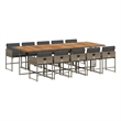 Afuera Living Contemporary Steel Garden Dining Set in Gray Finish