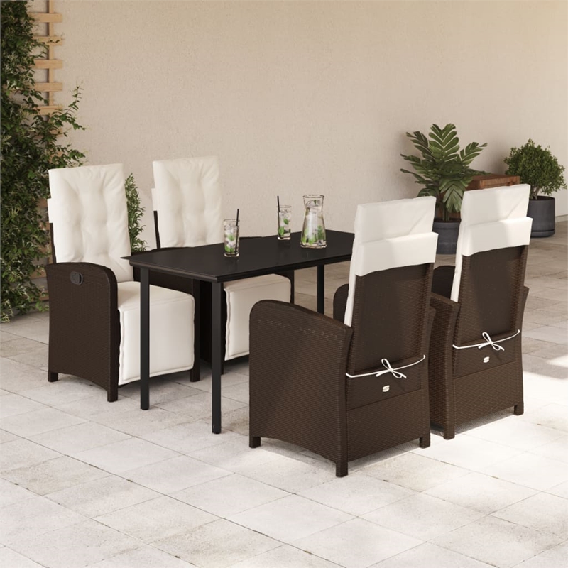 Afuera Living Contemporary 5 Piece Rattan Garden Dining Set in Brown
