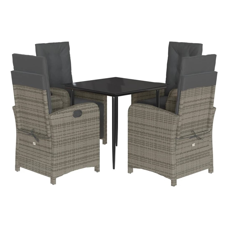 Afuera Living 5 Piece Poly Rattan Garden Dining Set in Black/Dark Gray