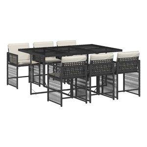 Afuera Living Contemporary 7 Piece Rattan Garden Dining Set in Black