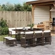 Afuera Living 11 Piece Rattan Garden Dining Set in Brown/Cream white