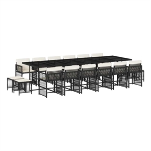 Afuera Living 17 Piece Poly Rattan Garden Dining Set in Black/Cream White
