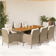 Afuera Living Contemporary Poly Rattan Garden Dining Set in Beige