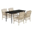 Afuera Living Contemporary 5 Piece Rattan Garden Dining Set in Black