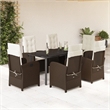 Afuera Living 7 Piece Rattan Garden Dining Set in Black/Cream White