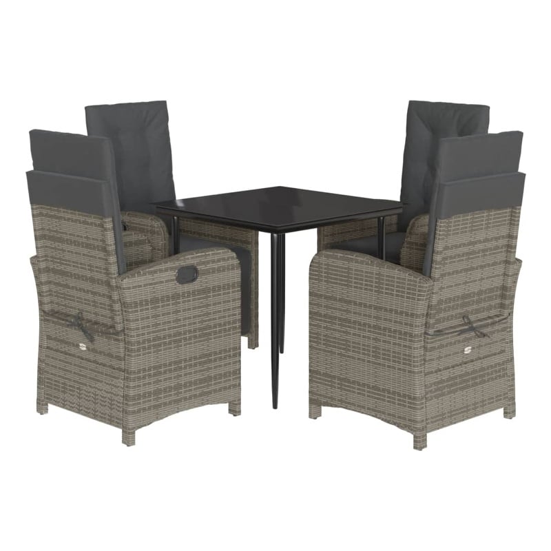 Afuera Living Contemporary 5 Piece Rattan Garden Dining Set in Black