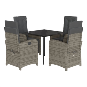 Afuera Living Contemporary 5 Piece Rattan Garden Dining Set in Black