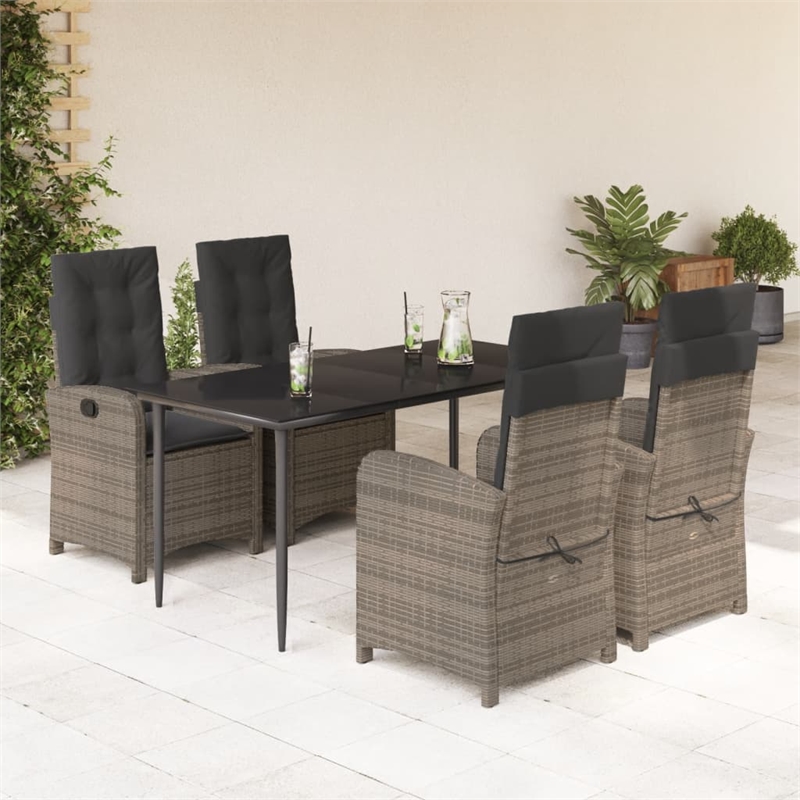 Afuera Living 5 Piece Poly Rattan Garden Dining Set in Black