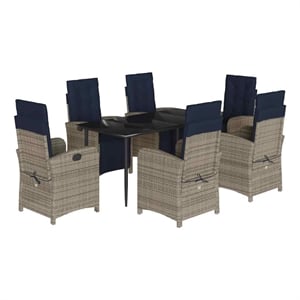 Afuera Living 7 Piece Poly Rattan Garden Dining Set in Black