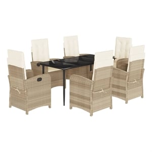 Afuera Living Contemporary 7 Piece Steel Garden Dining Set in Beige