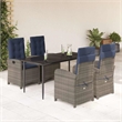 Afuera Living 5 Piece Poly Rattan Garden Dining Set with Cushions in Gray
