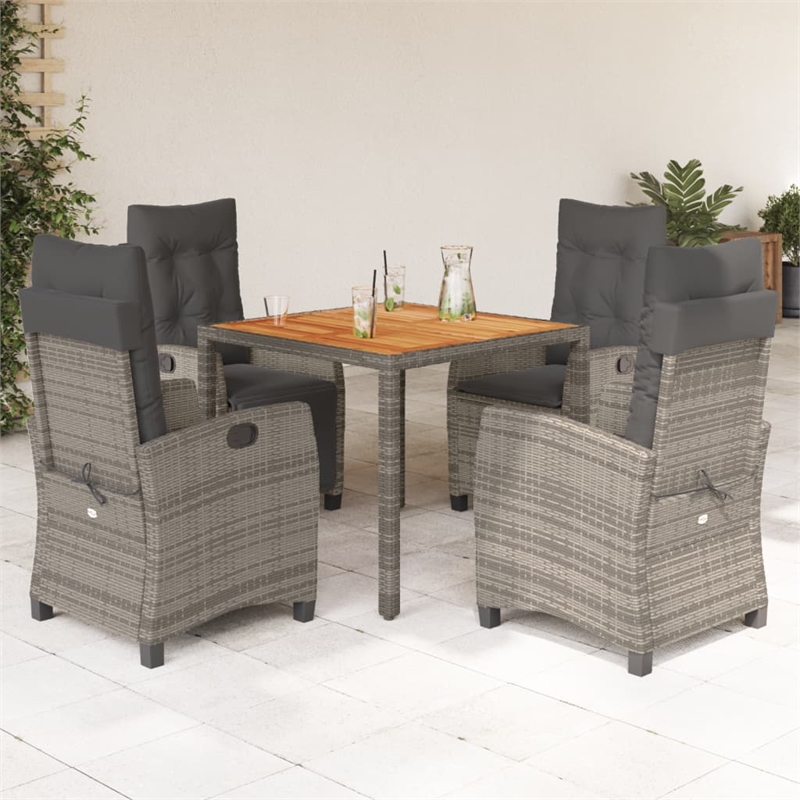 Afuera Living Contemporary Poly Rattan Garden Dining Set in Gray