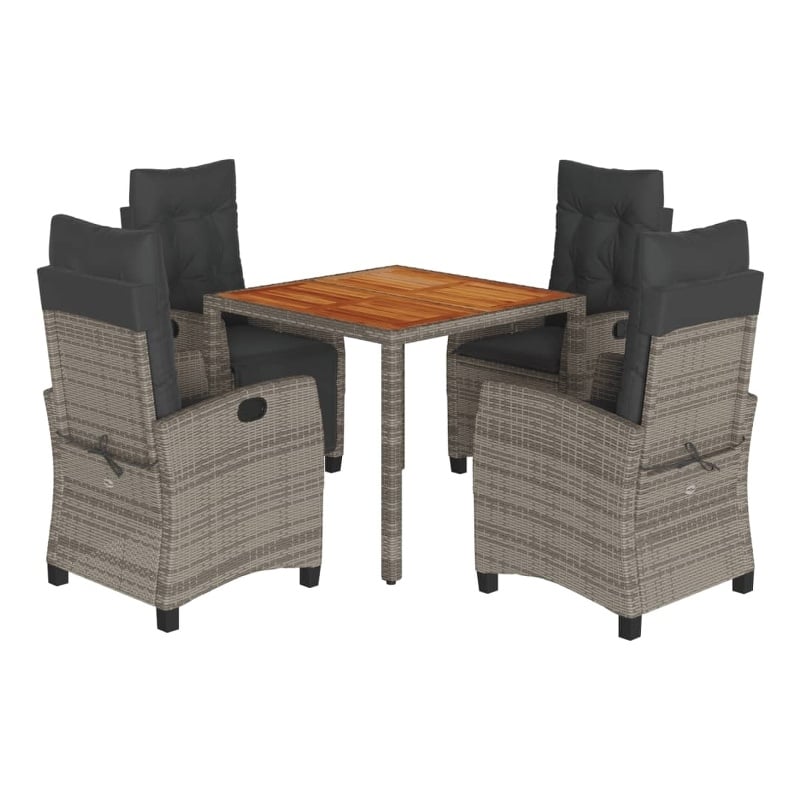 Afuera Living Contemporary Poly Rattan Garden Dining Set in Gray