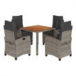 Afuera Living Contemporary Poly Rattan Garden Dining Set in Gray