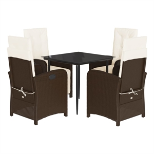 Afuera Living 5 Piece Poly Rattan Garden Dining Set in Black