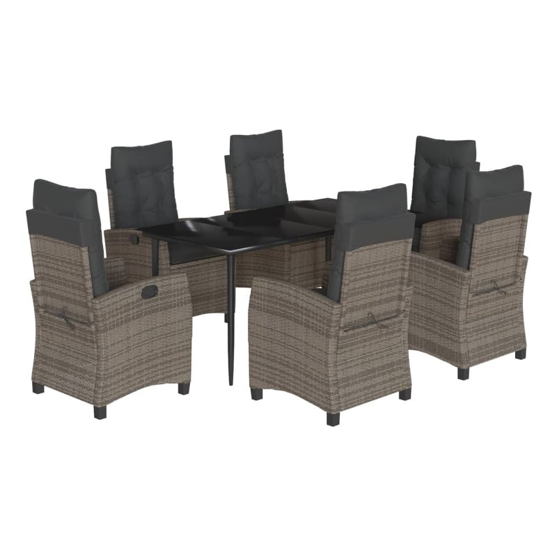 Afuera Living 7 Piece Poly Rattan Garden Dining Set in Black/Dark Gray