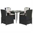 Afuera Living 5 Piece Poly Rattan Garden Dining Set in Black/Cream White
